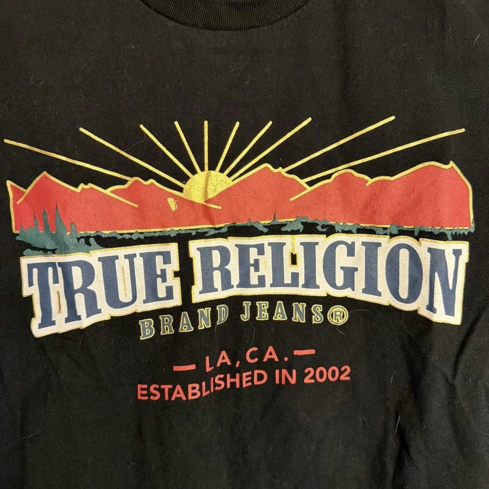 True Religion Mens Jet Black Short-Sleeve T-shirt‎ Shirt Size: Medium